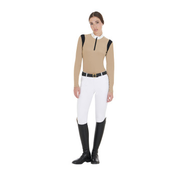 Polo de concours Femme Manches Longues en Tissu Technique Equestro Polo de concours Femme Manches Longues en Tissu Technique Equestro