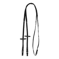 Rênes en nylon avec boucles en cuir Acavallo Noir
