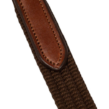 Rênes en nylon avec boucles en cuir Acavallo Cognac Marron