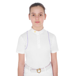 Polo de concours cintré pour filles avec boutons Equestro