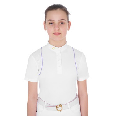 Polo de concours cintré pour filles avec boutons Equestro Polo de concours cintré pour filles avec boutons Equestro