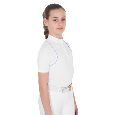 Polo de concours cintré pour filles avec boutons Equestro Polo de concours cintré pour filles avec boutons Equestro