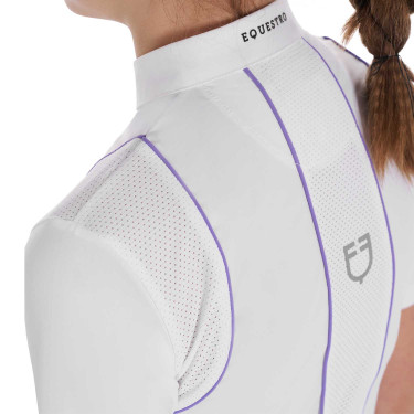 Polo de concours cintré pour filles avec boutons Equestro Polo de concours cintré pour filles avec boutons Equestro