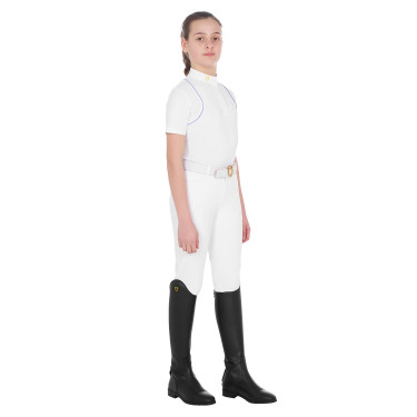 Polo de concours cintré pour filles avec boutons Equestro Polo de concours cintré pour filles avec boutons Equestro