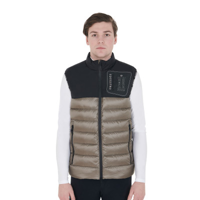 Gilet pour hommes en bi-matériau avec patch en silicone Equestro Noir / walnut