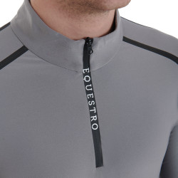 Polo d'entraînement manches longues pour homme coupe ajustée Equestro Gris givré Polo d'entraînement manches longues pour homme coupe ajustée Equestro Gris givré