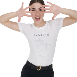 T-shirt femme slim fit saut d'obstacles avec strass Equestro T-shirt femme slim fit saut d'obstacles avec strass Equestro