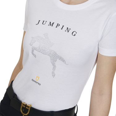 T-shirt femme slim fit saut d'obstacles avec strass Equestro T-shirt femme slim fit saut d'obstacles avec strass Equestro