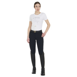 T-shirt femme slim fit saut d'obstacles avec strass Equestro T-shirt femme slim fit saut d'obstacles avec strass Equestro