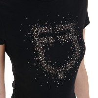 T-shirt femme slim fit rose avec strass Equestro Noir T-shirt femme slim fit rose avec strass Equestro Noir