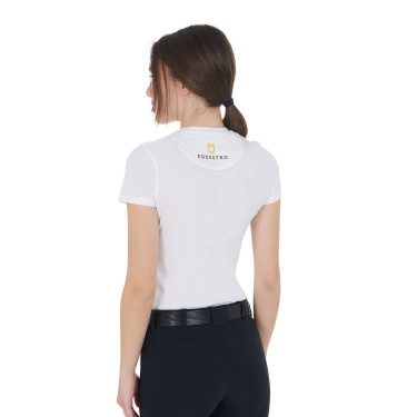 T-shirt femme slim fit rose avec strass Equestro T-shirt femme slim fit rose avec strass Equestro
