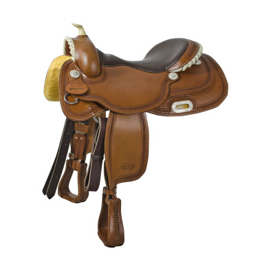 Selle western Pool's Classic Reiner en rawhide Cognac