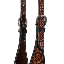 Bride western avec une oreille et motifs floraux Pool's Naturel Marron