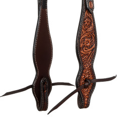 Bride western avec une oreille et motifs floraux Pool's Naturel Marron