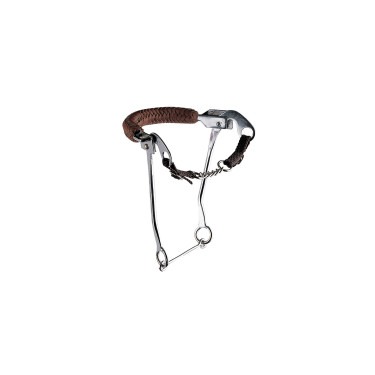 Hackamore inox avec muserolle en cuir tressé Pool's Hackamore inox avec muserolle en cuir tressé Pool's