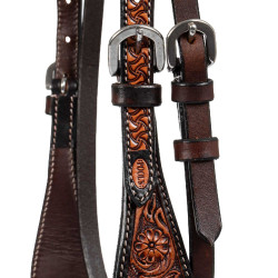 Têtière western avec décoration florale Pool's Marron foncé Têtière western avec décoration florale Pool's Marron foncé