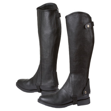 Minichaps cuir Covalliero Elasto noires pour Cavalier