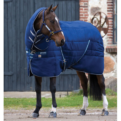 Horses, Couverture d'écurie pour Cheval Turnout Full Neck 400 g, Imperméable, avec Couvre-Cou Fixe, Résistant, avec Sangles Croisées, 135 cm