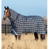Couverture Horseware Rhino Plus Turnout 0g 1000D Marine à carreaux / indigo Bleu marine
