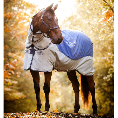 Couverture d'extérieur Horseware Rambo® Autumn Series fermeture à disque extérieur 0g avec doublure 100g Marine / gris