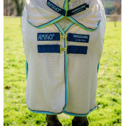 Couverture anti-mouches Horseware Amigo Bug Buster Blanc chalk / marine / haze
