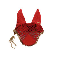 Bonnet anti-mouches poney Derby coton Rouge foncé / multicouleur / beige