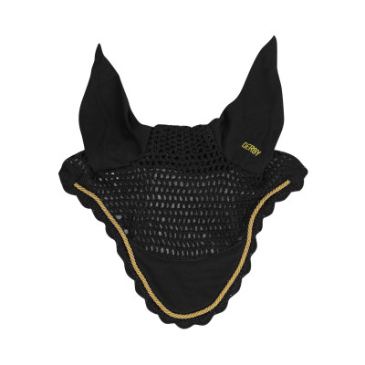 Bonnet pour chevaux Derby en coton Noir / or / noir