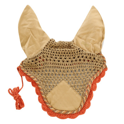 Bonnet pour chevaux Derby en coton Camel / multicouleur / orange