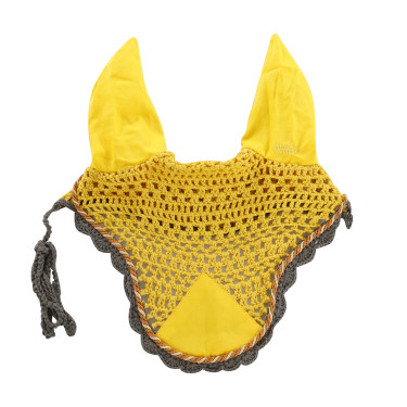 Bonnet pour chevaux Derby en coton Jaune / multicouleur / argent Bonnet pour chevaux Derby en coton Jaune / multicouleur / argent