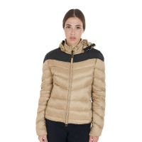 Doudoune femme coupe slim à capuche amovible Equestro Beige Doudoune femme coupe slim à capuche amovible Equestro Beige
