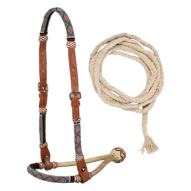 Ensemble bosal perles de sable avec rênes en coton mecate Pool's Ensemble bosal perles de sable avec rênes en coton mecate Pool's