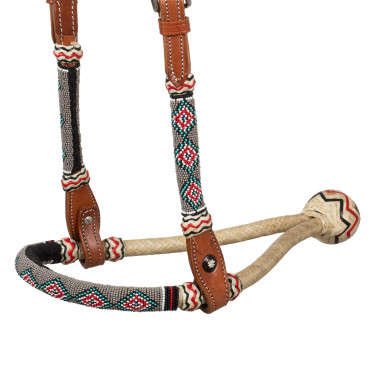 Ensemble bosal perles de sable avec rênes en coton mecate Pool's Ensemble bosal perles de sable avec rênes en coton mecate Pool's