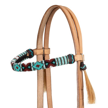 Fillet sans mors avec têtière décoré en perles colorées Pool's Naturel Marron Fillet sans mors avec têtière décoré en perles colorées Pool's Naturel Marron