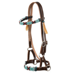 Fillet sans mors avec têtière décoré en perles colorées Pool's Marron foncé