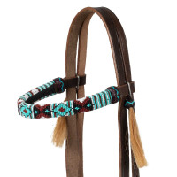 Fillet sans mors avec têtière décoré en perles colorées Pool's Marron foncé