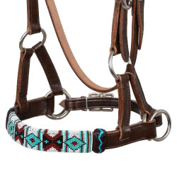 Fillet sans mors avec têtière décoré en perles colorées Pool's Marron foncé