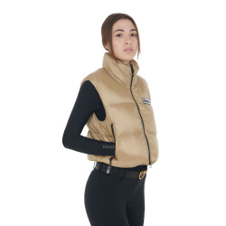 Gilet court zippé femme Equestro Encens Beige