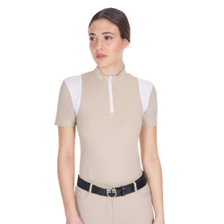 Polo d'entraînement femme coupe slim avec empiècements en mesh Equestro