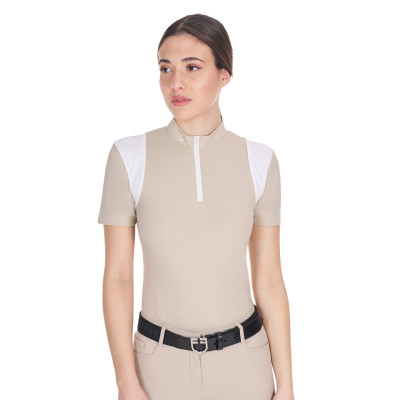 Polo d'entrainement femme coupe slim avec empiècements en mesh Equestro