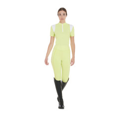 Polo d'entraînement femme coupe slim avec empiècements en mesh Equestro Citron Jaune Polo d'entraînement femme coupe slim avec empiècements en mesh Equestro Citron Jaune