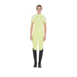 Polo d'entraînement femme coupe slim avec empiècements en mesh Equestro Citron Jaune Polo d'entraînement femme coupe slim avec empiècements en mesh Equestro Citron Jaune