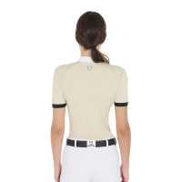 Polo de concours femme coupe slim avec empiècements contrastés sur les épaules Equestro Beige Polo de concours femme coupe slim avec empiècements contrastés sur les épaules Equestro Beige