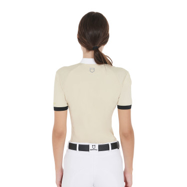 Polo de concours femme coupe slim avec empiècements contrastés sur les épaules Equestro Polo de concours femme coupe slim avec empiècements contrastés sur les épaules Equestro