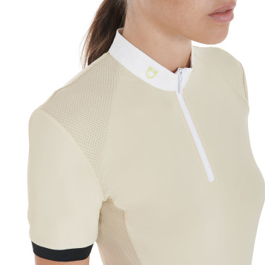 Polo de concours femme coupe slim avec empiècements contrastés sur les épaules Equestro Polo de concours femme coupe slim avec empiècements contrastés sur les épaules Equestro