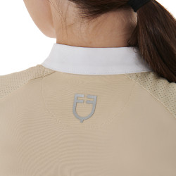 Polo de concours femme coupe slim avec empiècements contrastés sur les épaules Equestro Beige Polo de concours femme coupe slim avec empiècements contrastés sur les épaules Equestro Beige