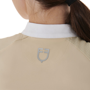 Polo de concours femme coupe slim avec empiècements contrastés sur les épaules Equestro Polo de concours femme coupe slim avec empiècements contrastés sur les épaules Equestro