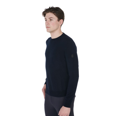 Pull col rond Equestro homme en laine mérinos Pull col rond Equestro homme en laine mérinos