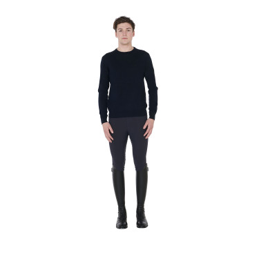 Pull col rond Equestro homme en laine mérinos Pull col rond Equestro homme en laine mérinos