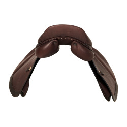 Selle de saut Firenze arbre en bois cuir double Acavallo Marron foncé