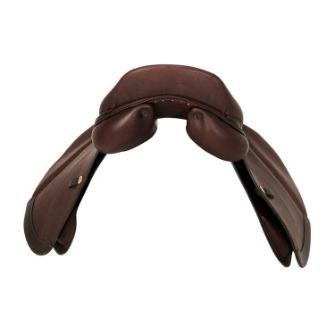 Selle de saut Firenze arbre en bois cuir double Acavallo Marron foncé